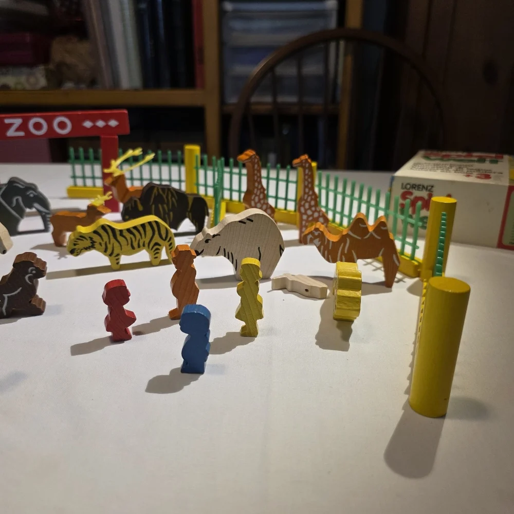 Vintage Lorenz Spiel Welt Wooden Zoo Set West Germany Tierpark Wood Toy Animals
